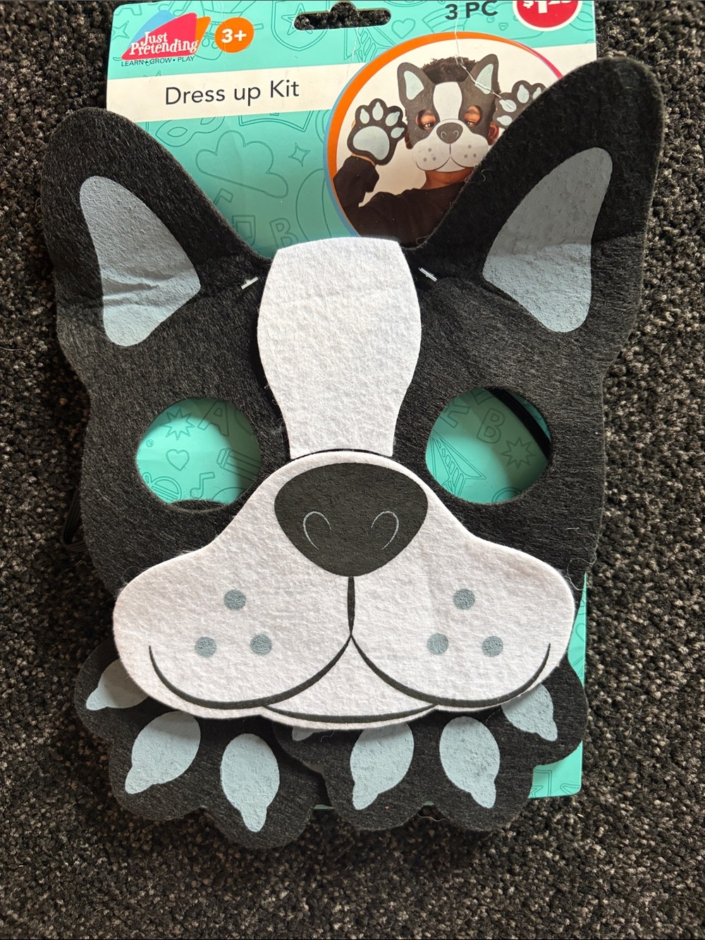 Black & White Puppy Dress-Up Mask for Kids